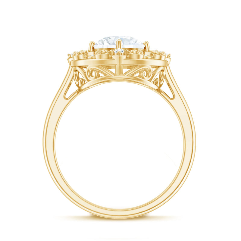 Certified Lab Grown Diamond Beaded Engagement Ring for Women