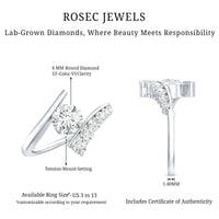 Certified Lab Grown Diamond Bypass Engagement Ring for Women