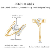 Certified Lab Grown Diamond Bypass Engagement Ring for Women