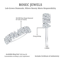 Pear Cut Lab Created Diamond Half Eternity Wedding Band