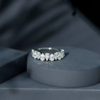 Pear Cut Lab Created Diamond Half Eternity Wedding Band
