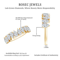 Pear Cut Lab Created Diamond Half Eternity Wedding Band