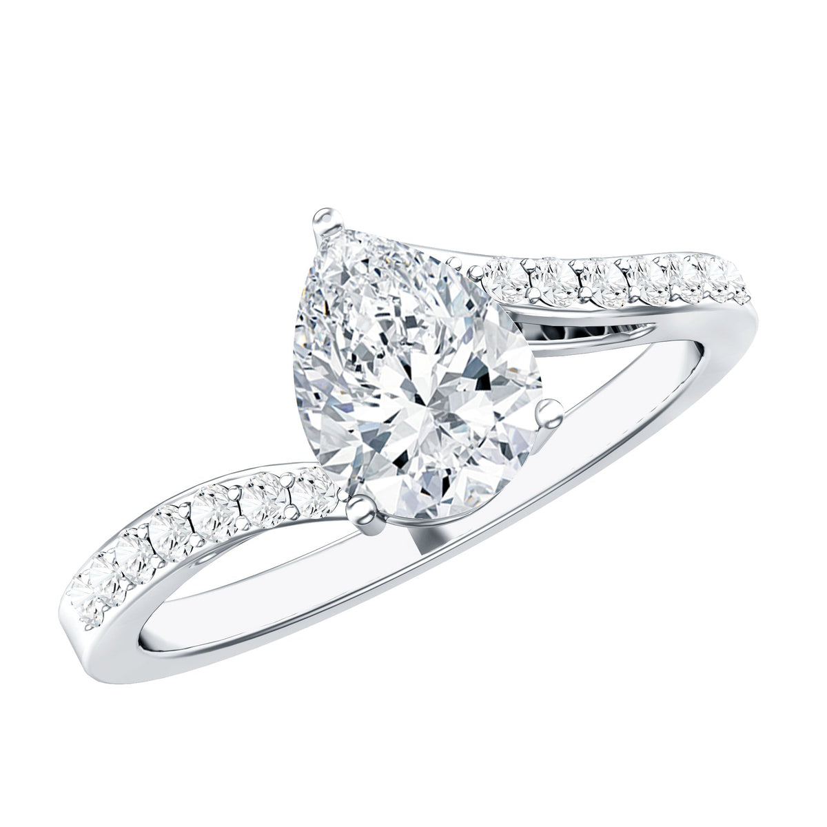 Certified 6X8 MM Pear Cut Lab Created Diamond Teardrop Engagement Ring