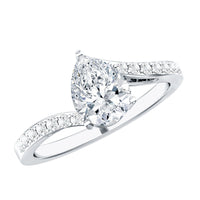 Certified 6X8 MM Pear Cut Lab Created Diamond Teardrop Engagement Ring