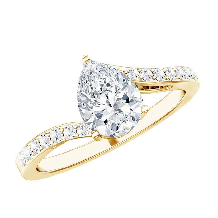 Certified 6X8 MM Pear Cut Lab Created Diamond Teardrop Engagement Ring
