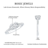 Certified 7mm Diamond Heart Solitaire Ring For Her