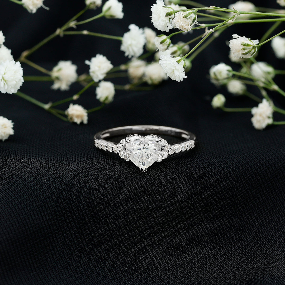 Certified 7mm Diamond Heart Solitaire Ring For Her