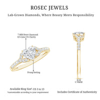 Certified 7mm Diamond Heart Solitaire Ring For Her