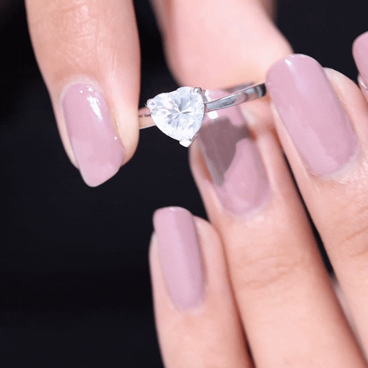 Rosec Jewels 1 Carat Diamond Heart Ring for Women with yellow gold band, showcasing a sparkling heart-shaped diamond.