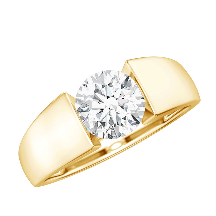 Two-carat lab-grown diamond engagement ring inspired by Dua Lipa, featuring a sleek band and sparkling center stone, by Rosec Jewels.