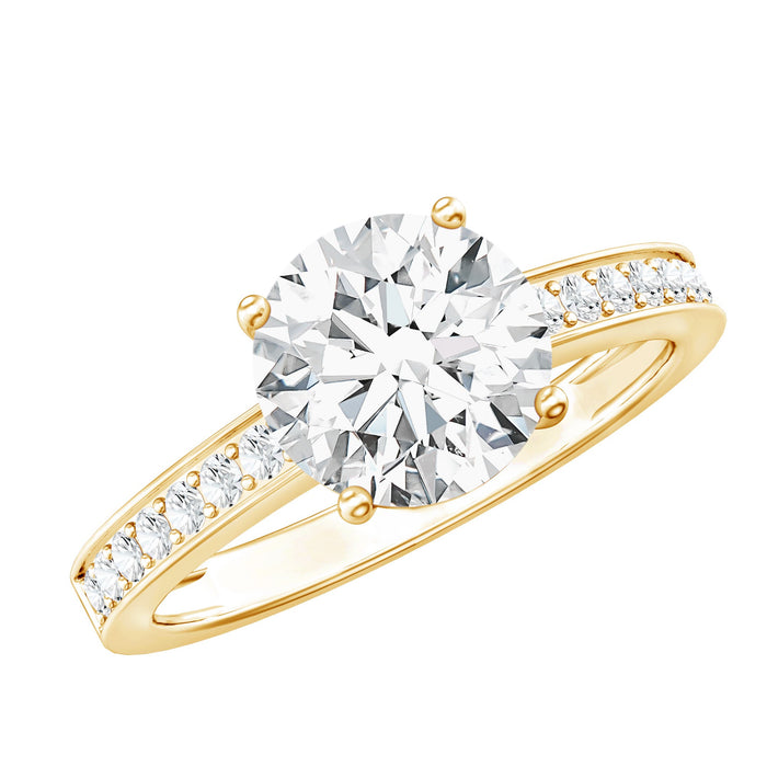 Rosec Jewels 2 Carat lab-created diamond round engagement ring with hidden halo, featuring sparkling central diamond and elegant design.