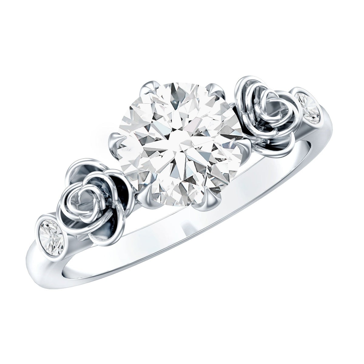 Certified Lab Grown Diamond Engagement Ring With Floral Design