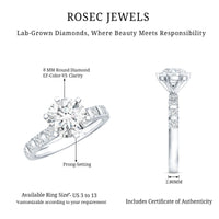 Certified Lab Diamond 8 mm Round Engagement Ring With 6 Prong