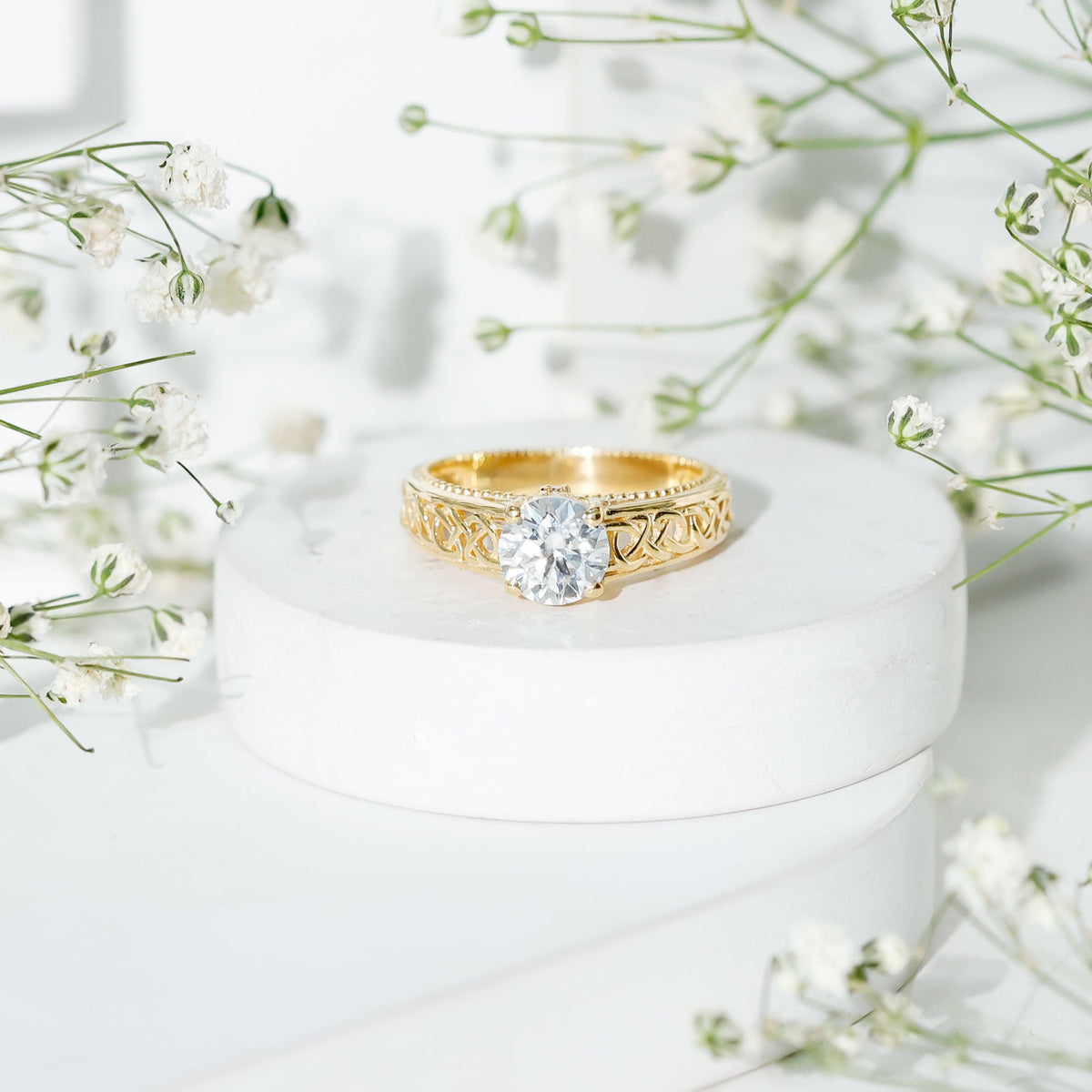 Certified 7 MM Lab Grown Diamond Celtic Design Engagement Ring