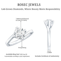 Lab Grown Diamond Engagement Ring With Diagonal 4 Prongs