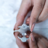 Lab Created Diamond Halo Engagement Ring With Certificate