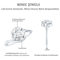 Lab Grown Diamond Bypass Engagement Ring With Diagonal 4 Prong