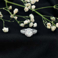 Lab Grown Diamond Circle Engagement Ring With Rope Frame