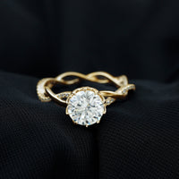 Round Cut Lab Grown Diamond Unique Engagement Ring