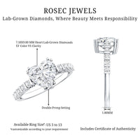 Certified 8 MM Lab Grown Diamond Heart Engagement Ring for Her