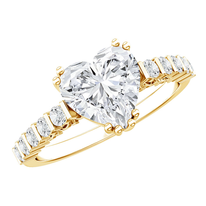 Rosec Jewels lab-grown 8mm diamond heart engagement ring for her, featuring a sparkling central diamond and elegant band design.
