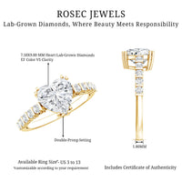 Certified 8 MM Lab Grown Diamond Heart Engagement Ring for Her
