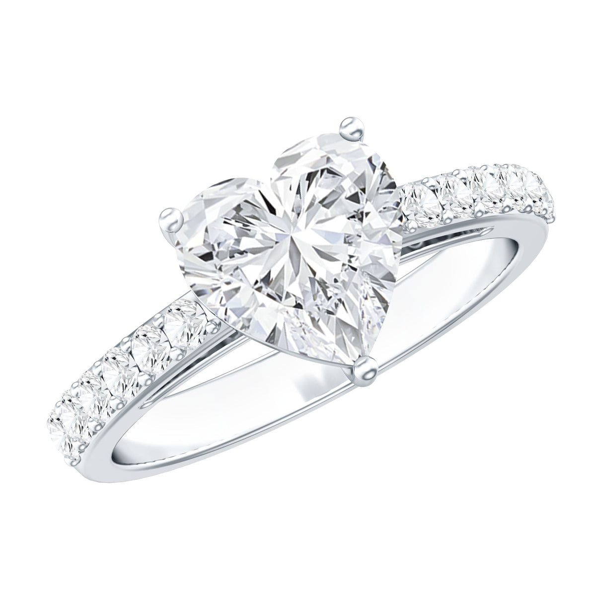 3 Prong Lab Grown Diamond Heart Engagement Ring For Women