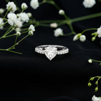 3 Prong Lab Grown Diamond Heart Engagement Ring For Women