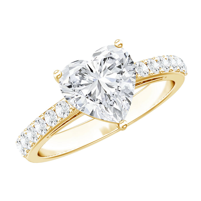 3-prong lab-grown diamond heart engagement ring for women by Rosec Jewels, featuring a sparkling heart-shaped diamond on a sleek band.