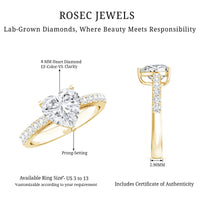 3 Prong Lab Grown Diamond Heart Engagement Ring For Women