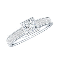 Princess Cut Lab Grown Diamond Bezel Set Engagement Ring