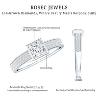 Princess Cut Lab Grown Diamond Bezel Set Engagement Ring
