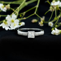 Princess Cut Lab Grown Diamond Bezel Set Engagement Ring