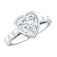 Bezel Set Brilliant Cut Lab Created Diamond Heart Engagement Ring For Women