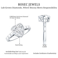 Bezel Set Brilliant Cut Lab Created Diamond Heart Engagement Ring For Women