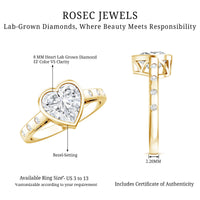 Bezel Set Brilliant Cut Lab Created Diamond Heart Engagement Ring For Women