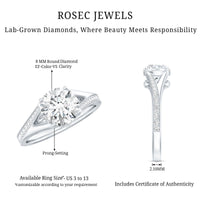 4 Prong Lab Grown Diamond Solitaire Engagement Ring with Split Shank