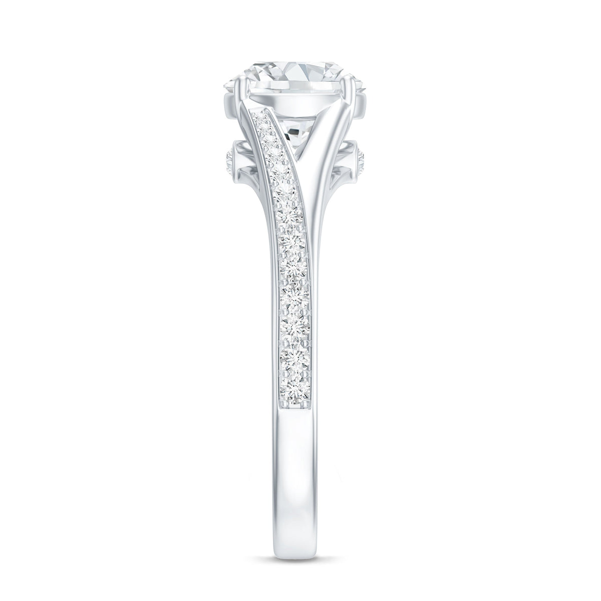 4 Prong Lab Grown Diamond Solitaire Engagement Ring with Split Shank