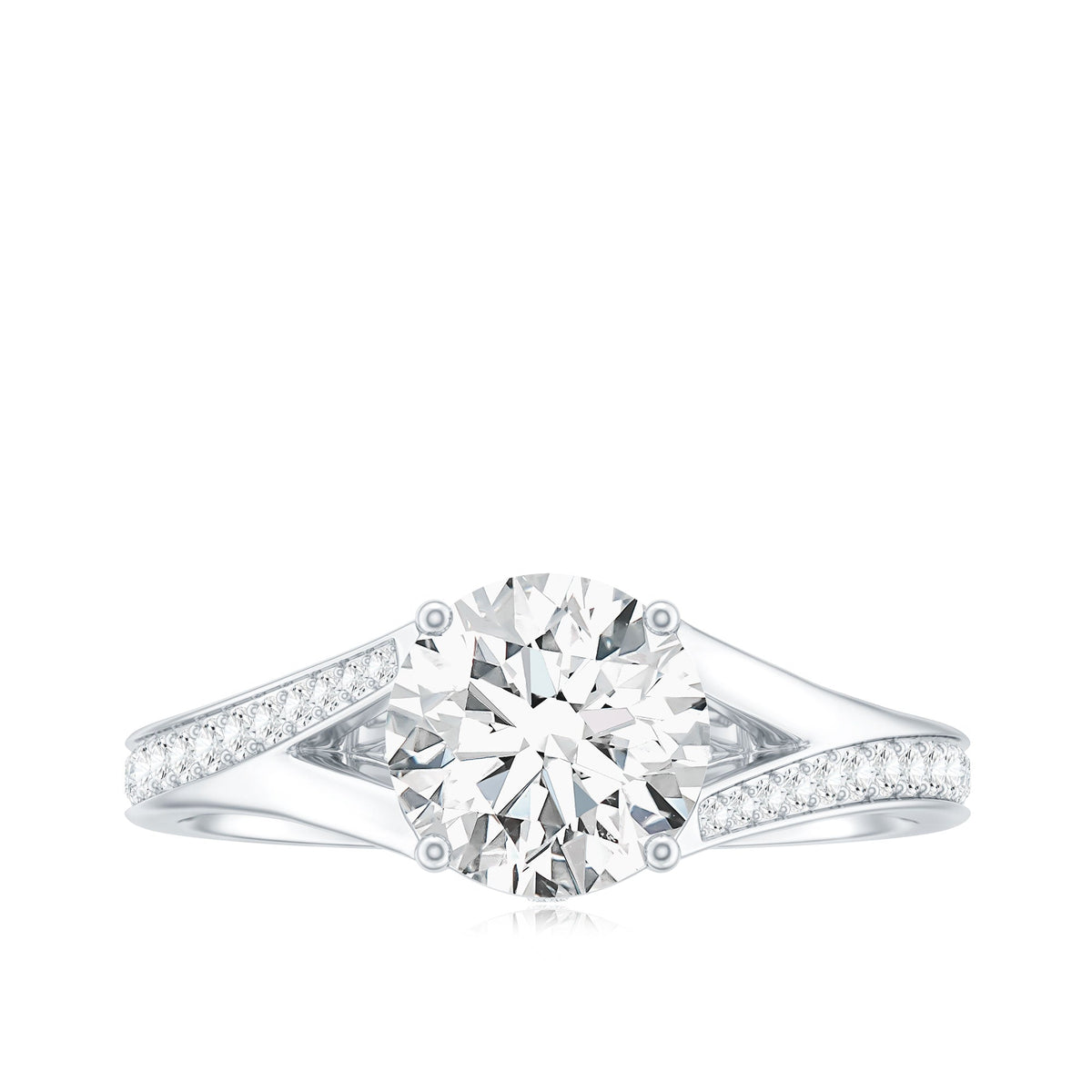 4 Prong Lab Grown Diamond Solitaire Engagement Ring with Split Shank