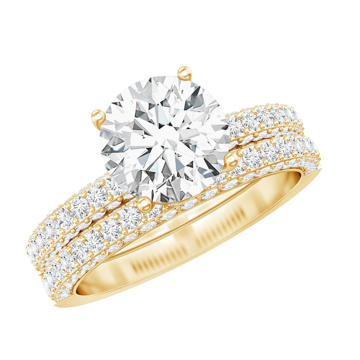 Certified 2 ct lab-grown diamond bridal ring set for her with rose gold band by Rosec Jewels. Elegant and sparkling jewelry.