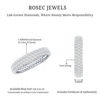 Lab Grown Diamond 3 Row Wedding Band For Women