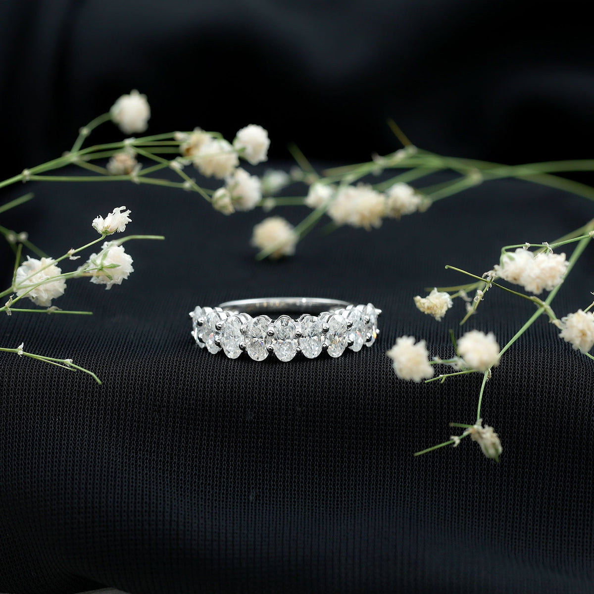 Brilliant Cut Oval Diamond Semi Eternity Ring for Women
