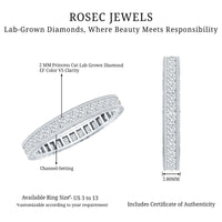 Certified Lab Created Diamond Princess Cut Wedding Band