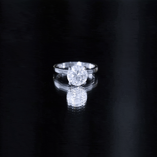 Yellow gold 2 carat lab-created round diamond solitaire engagement ring by Rosec Jewels featuring a classic, elegant design.