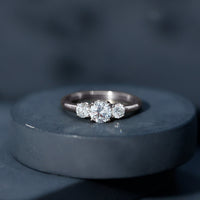 Round Cut Lab Grown Diamond 3 Stone Ring For Women