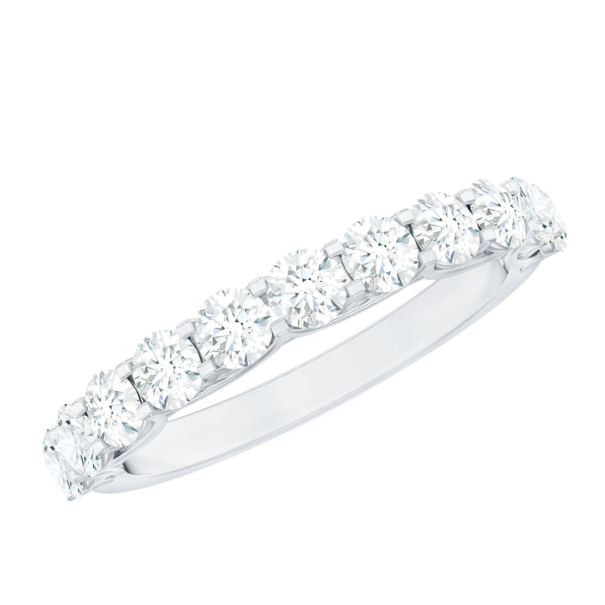 Rosec Jewels cubic zirconia half eternity ring for women, showcasing sparkling stones on a sleek band.