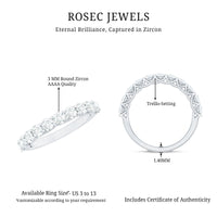 Rosec Jewels cubic zirconia half eternity ring for women, showcasing sparkling stones and sleek band design.