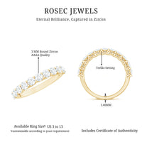 Rosec Jewels cubic zirconia half eternity ring for women, showcasing sparkling stones and polished band on a white background.