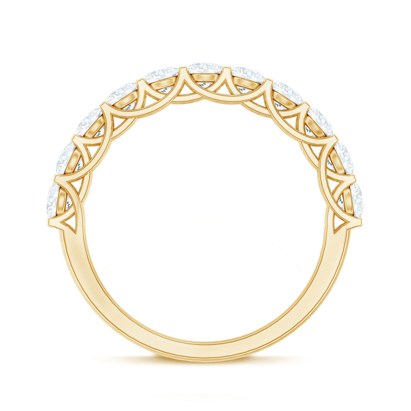 Rosec Jewels cubic zirconia half eternity ring for women, showcasing sparkling stones in a sleek, elegant silver band.