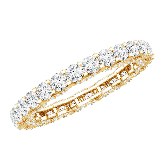 Lab-created diamond eternity wedding band by Rosec Jewels featuring sparkling round diamonds in a continuous circle.